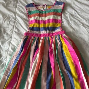 Mini Boden Bright Multicolor Striped Cotton Dress - size 9-10